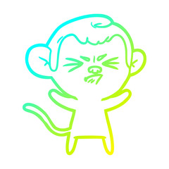 cold gradient line drawing cartoon annoyed monkey