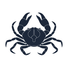 Crab graphic icon. Sea crab black sign isolated on white background. Vector illustration