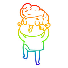 rainbow gradient line drawing happy cartoon man