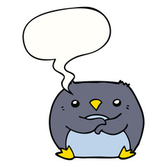 cartoon penguin and speech bubble