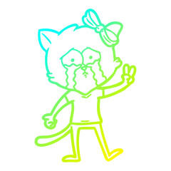 cold gradient line drawing cartoon cat