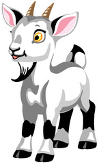 Fototapeta na wymiar cartoon little white goat. Isolated vector illustration for babies and little kids
