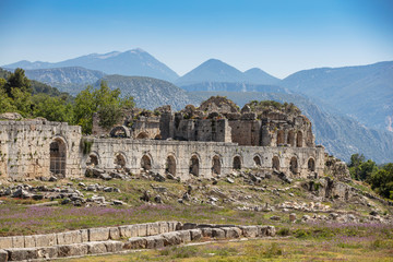 Tlos is an ancient ruined Lycian hilltop citadel near the resort town of Fethiye in the Mugla Province of southern Turkey