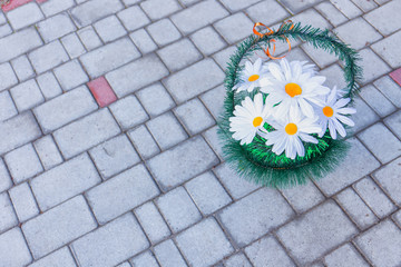 Memorial wreaths of artificial flowers