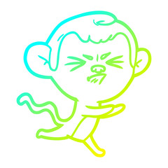 cold gradient line drawing cartoon annoyed monkey