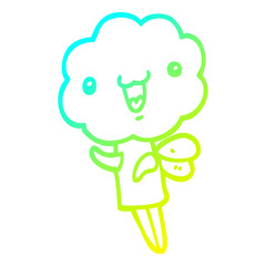 cold gradient line drawing cute cartoon cloud head creature