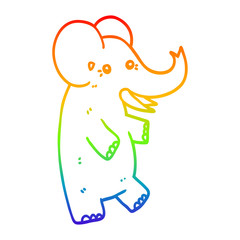 rainbow gradient line drawing cartoon elephant