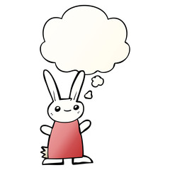 cute cartoon rabbit and thought bubble in smooth gradient style