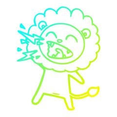 cold gradient line drawing cartoon roaring lion