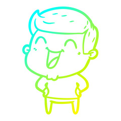 Fototapeta premium cold gradient line drawing cartoon man laughing