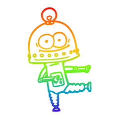 Fototapeta premium rainbow gradient line drawing happy carton robot with light bulb