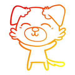 warm gradient line drawing cartoon dog