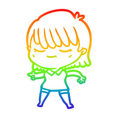 rainbow gradient line drawing cartoon woman