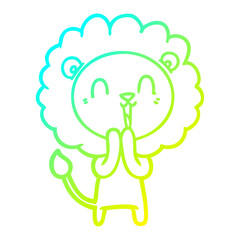 cold gradient line drawing laughing lion cartoon