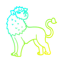 cold gradient line drawing cartoon lion