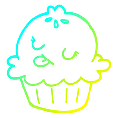 cold gradient line drawing cute cartoon pie