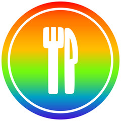 knife and fork circular in rainbow spectrum