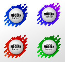 Set of flat vector geometrical warm color banners. Promotion concept. Vector illustration.