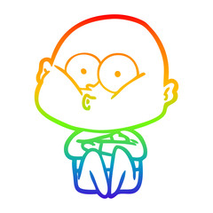 Obraz premium rainbow gradient line drawing cartoon bald man staring