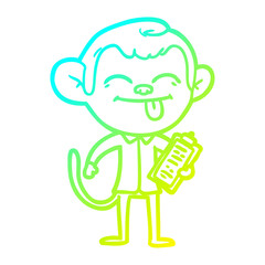 cold gradient line drawing funny cartoon monkey