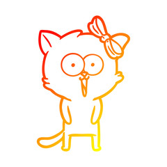 warm gradient line drawing cartoon cat
