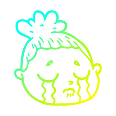 cold gradient line drawing cartoon female face