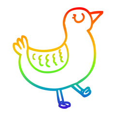rainbow gradient line drawing cartoon bird