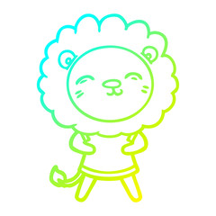 cold gradient line drawing cartoon lion