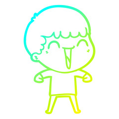 cold gradient line drawing cartoon happy man