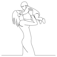 girl woman with a baby in her arms