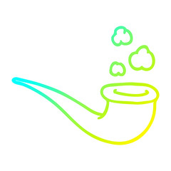 cold gradient line drawing cartoon smoking pipe