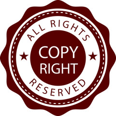 Abstract grunge office rubber stamp with the word copyright written inside - check for more