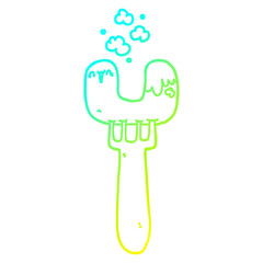 cold gradient line drawing cartoon sausage on fork