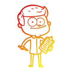 warm gradient line drawing cartoon happy salesman