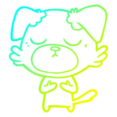 cold gradient line drawing cute cartoon dog