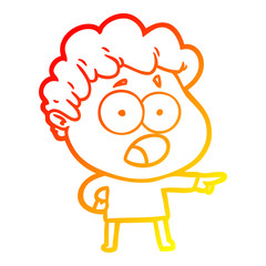 warm gradient line drawing cartoon man gasping in surprise
