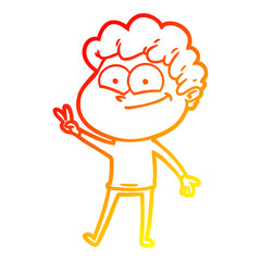 warm gradient line drawing cartoon happy man