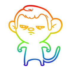 rainbow gradient line drawing cartoon monkey