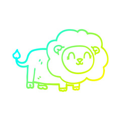 cold gradient line drawing cartoon happy lion