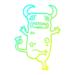 cold gradient line drawing cartoon demon