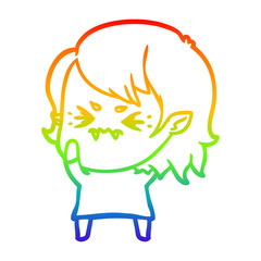 rainbow gradient line drawing annoyed cartoon vampire girl