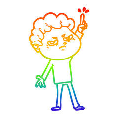 rainbow gradient line drawing cartoon angry man