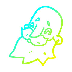 cold gradient line drawing cartoon man with beard