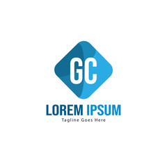 Initial GC logo template with modern frame. Minimalist GC letter logo vector illustration