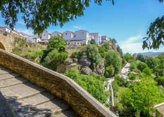 Fototapeta na wymiar Ronda. Way along The old fortress wall.View at Ronda and surroundings.