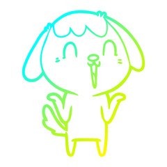cold gradient line drawing cartoon dog