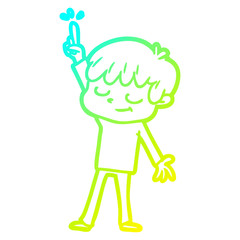 cold gradient line drawing cartoon happy boy