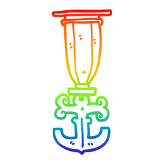 rainbow gradient line drawing cartoon sailor medal