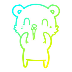 cold gradient line drawing happy cartoon bear