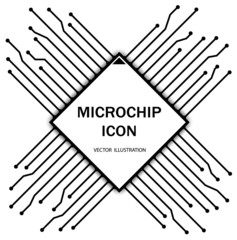 Cpu. Microprocessor. Microchip. Circuit board. Vector illustration.